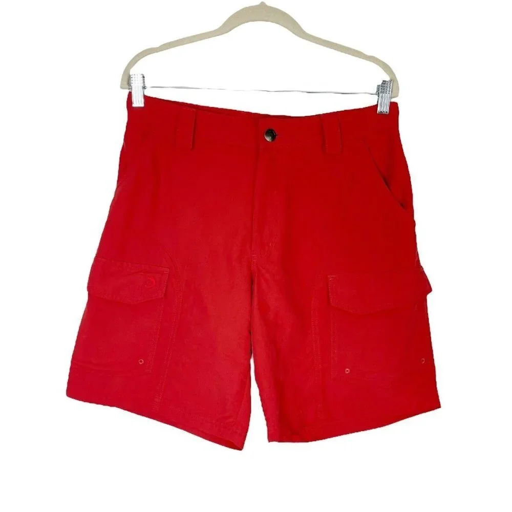 Reel Legends Hybrid Shorts Mens Size 32 Red Orange Casual